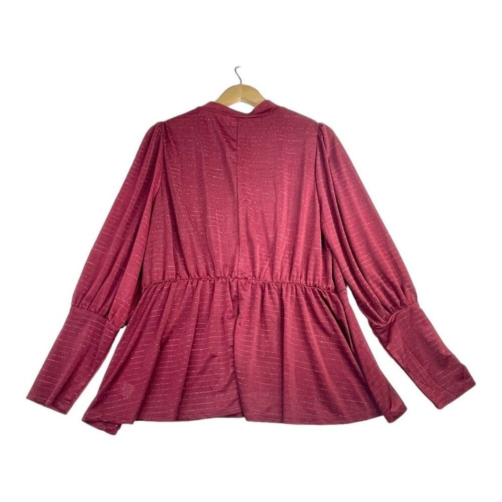 Lane Bryant Metallic‎ Stripe Blouse size 18/20 Maroon